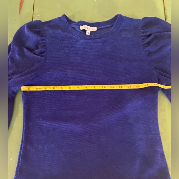 LOVE J Top Puffed Sleeve Gorgeous Royal Blue Slim Fit. 3/4 Sleeve Sweater Size M - Picture 5 of 8
